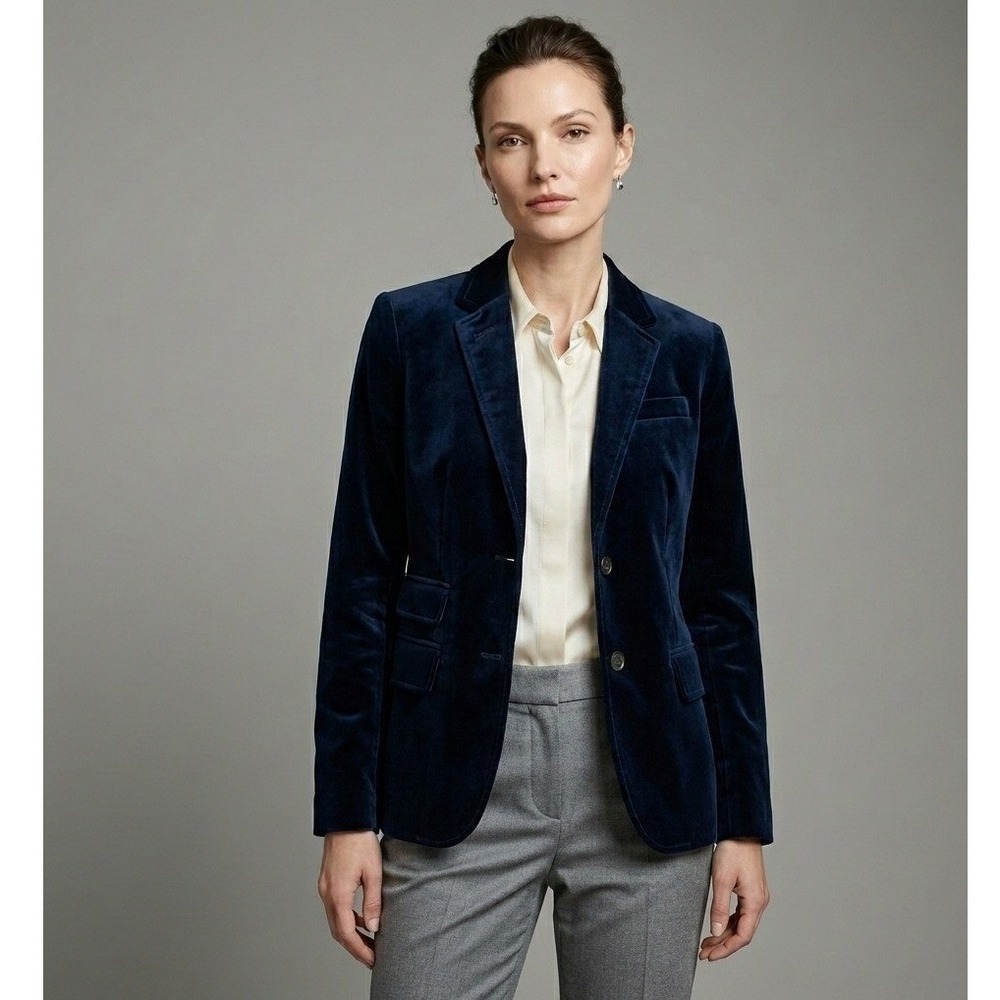 J.Crew Schoolboy Blazer Navy Blue Velvet Petite 0P NWT 05477 Tailored Jacket